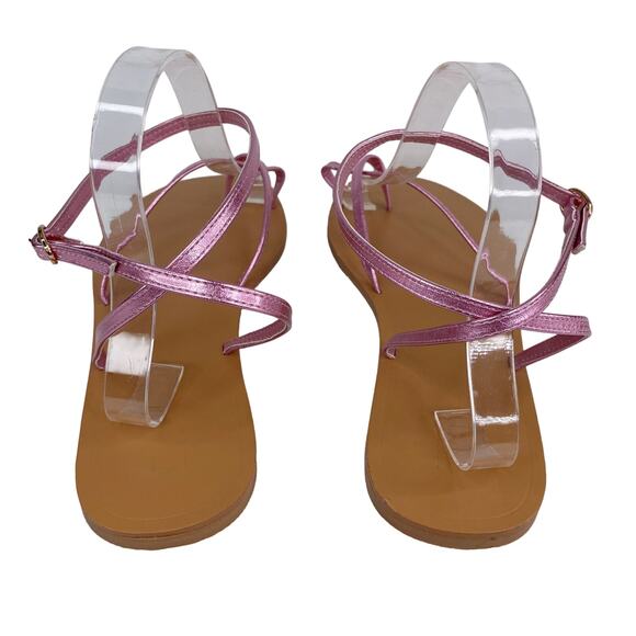 ASOS Sandals 8 Pink Metallic Ankle Strap New - Picture 4 of 9